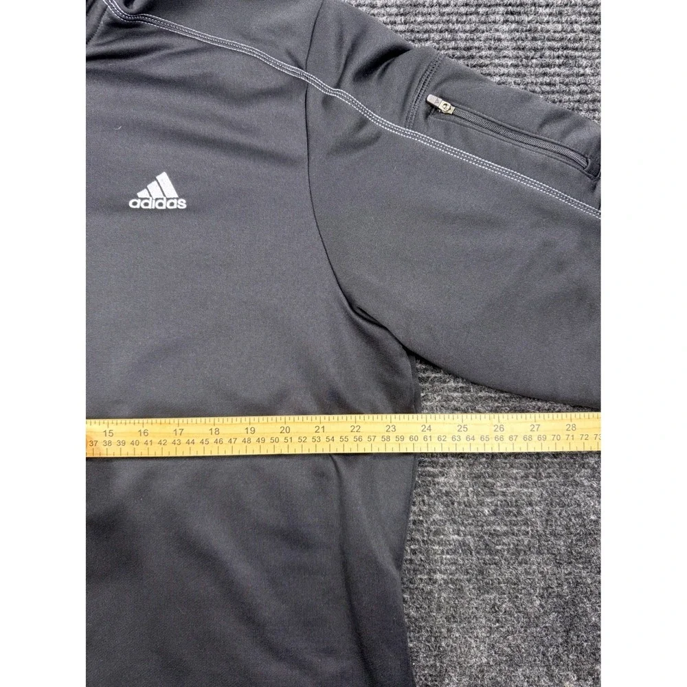 Adidas Mens 1/4 Zip Pullover Jacket Black XL W60595 3-Stripe Mock Neck Pocket